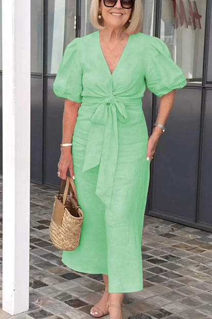 Levoire | Robe En Coton Élégante À Décolleté En V Vert clair