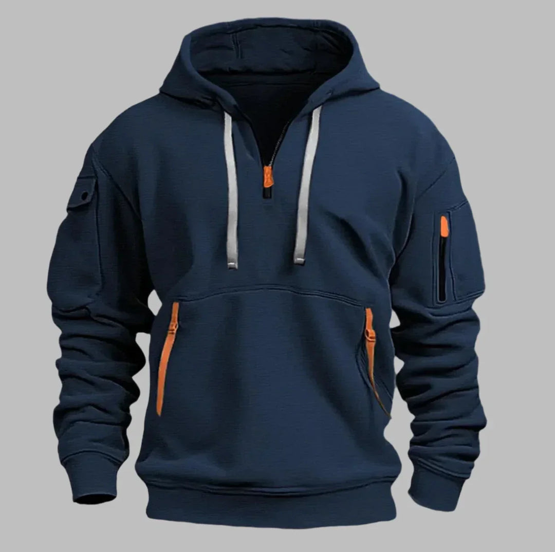 Levoire | Sweat À Capuche Sportif Pour Homme Avec Fermeture Éclair Bleu foncé