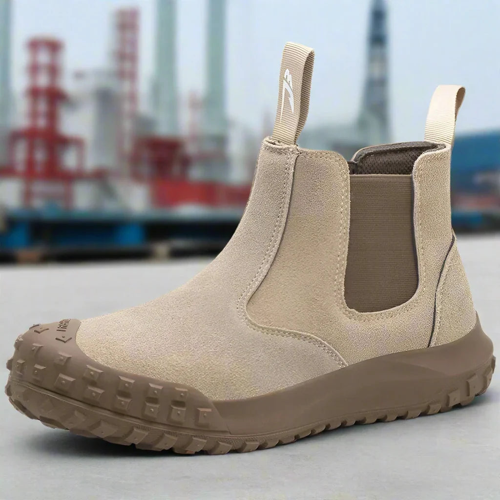 Levoire | Chaussures De Sécurité Ergonomiques Imperméables Sans Lacets Pour Hommes Avec Embout En Acier Et Coupe Large Khaki