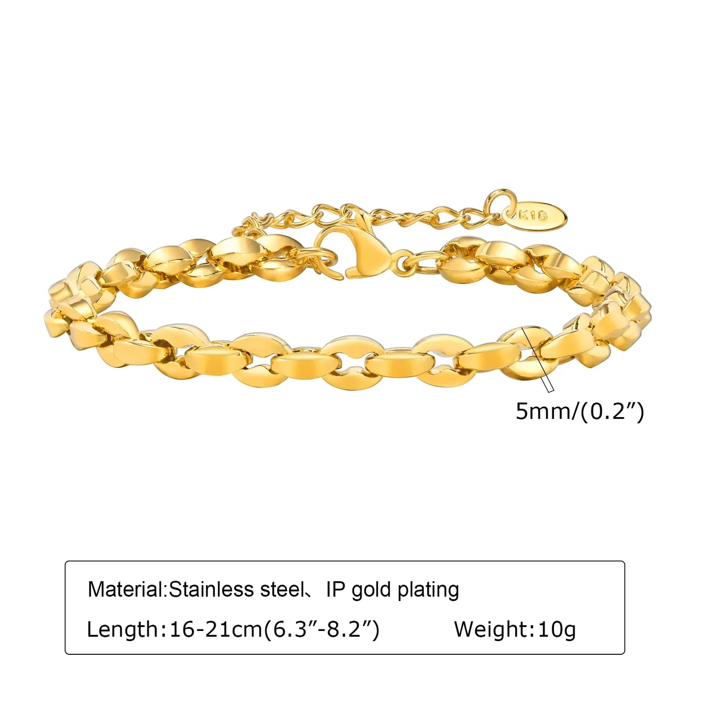 Levoire | Bracelet Maille Trombone Doré BR-1551G