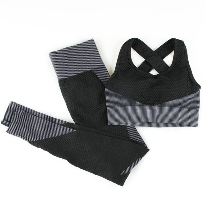 Levoire | Ensemble De Vêtements De Sport Avec Brassière À Bretelles Croisées Gris