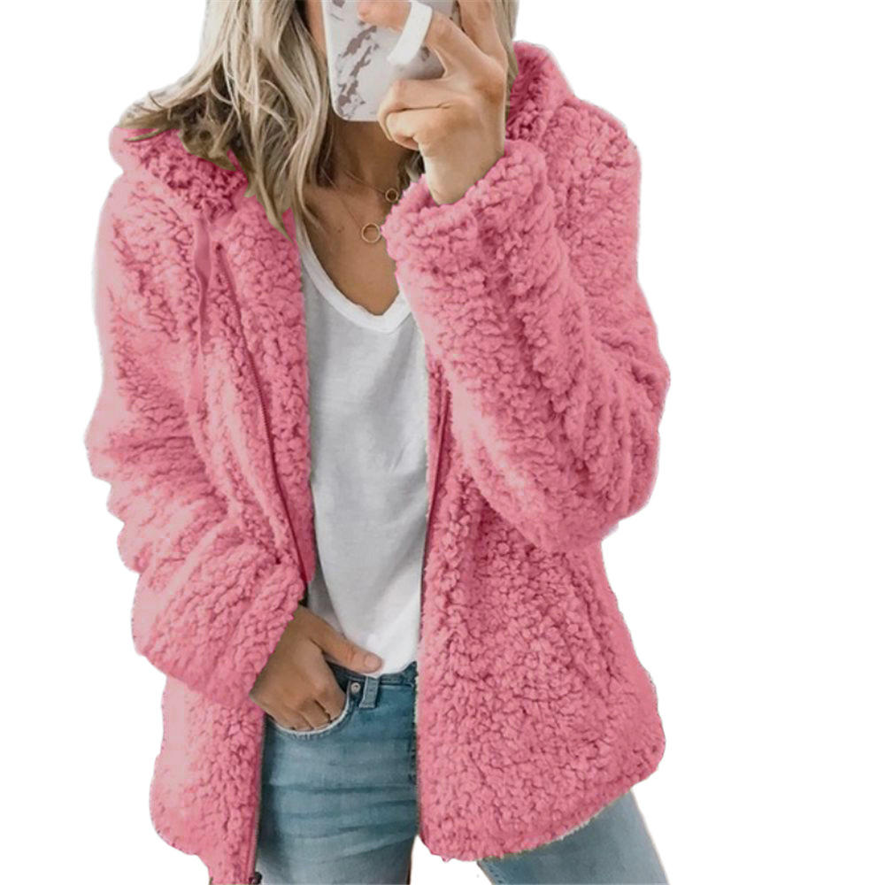 Levoire Mode Femme | Manteau en fourrure élégant en peluche ours : Manteau en polaire doux avec poches et fermeture éclair