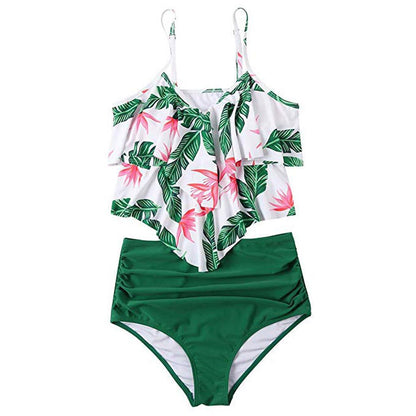 Levoire | Bikini à taille haute Verte avec des fleurs