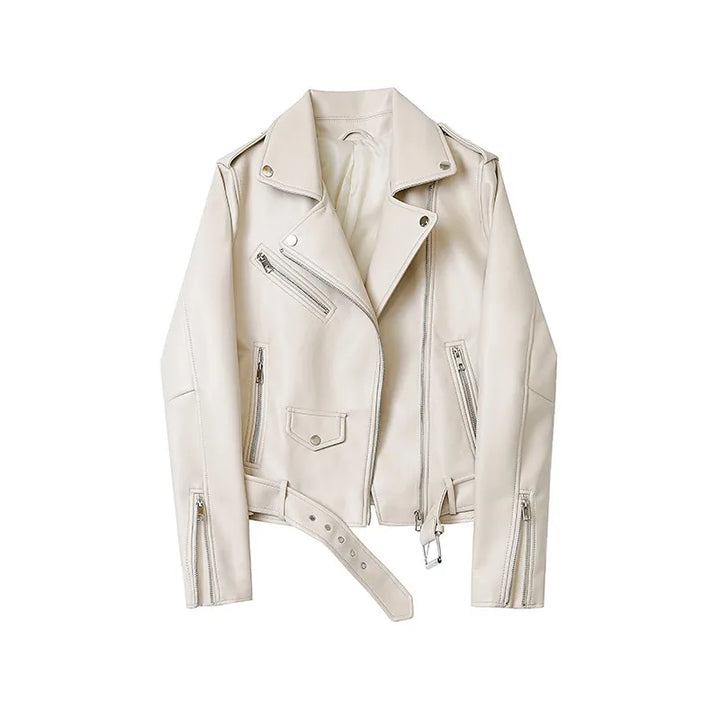 Levoire | Veste En Cuir Élégante Avec Ceinture À La Taille Blanc