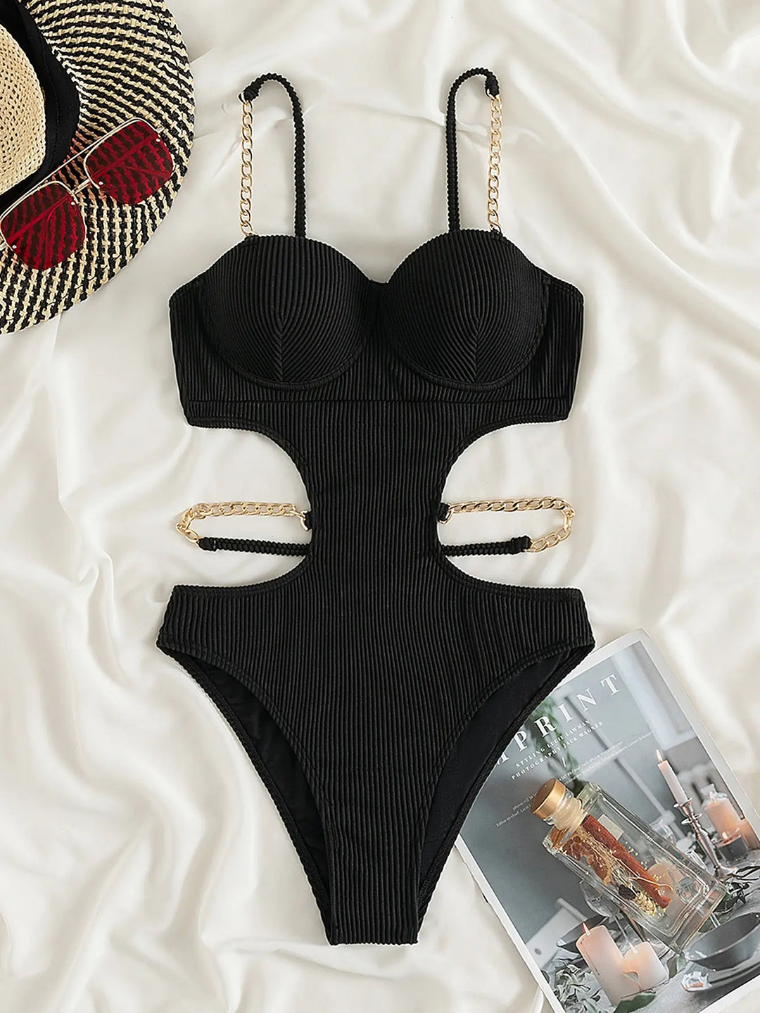 Levoire | Maillot De Bain Une Pièce Avec Découpes Taille Leo Noir