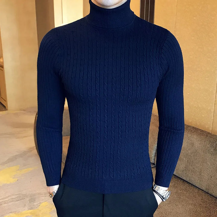 Levoire | Pull-Over En Cable Pour Hommes Tricoté Pour Les Jours Frais Bleu foncé