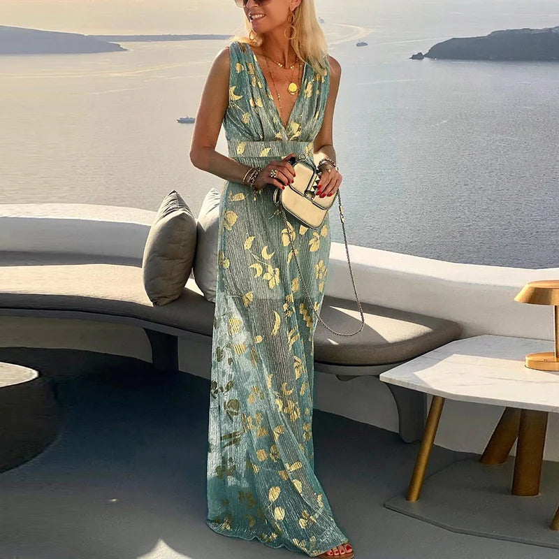 Levoire | Robe D'été Fluide Pour Femme - Maxi Vert XS
