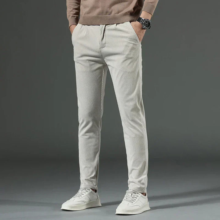 Levoire | Pantalon En Velours Côtelé Élégant Pour Hommes Crème Blanc