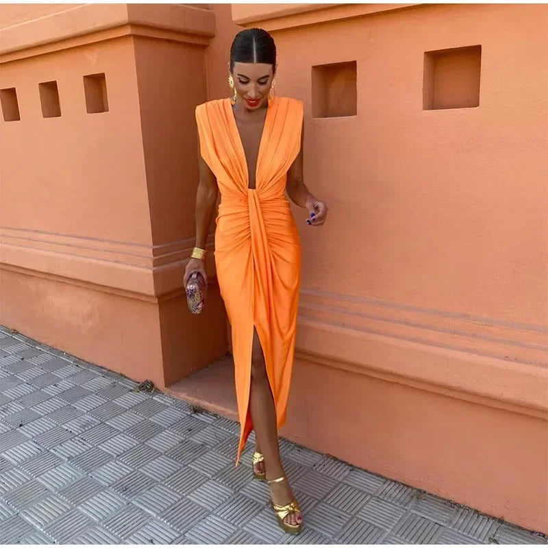 Levoire | Dyp Robe Sans Manches V Profond Tendance Longue
