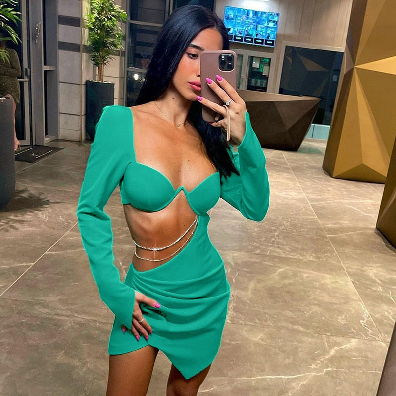 Levoire | Robe Mini Hult À Manches Longues Taille Chaîne
