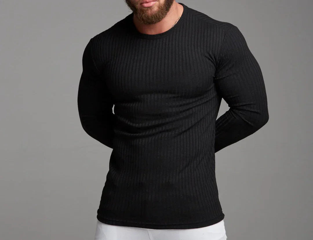 Levoire | Pull En Tricot Ajusté Avec Motif En Torsades Pour Hommes Noir
