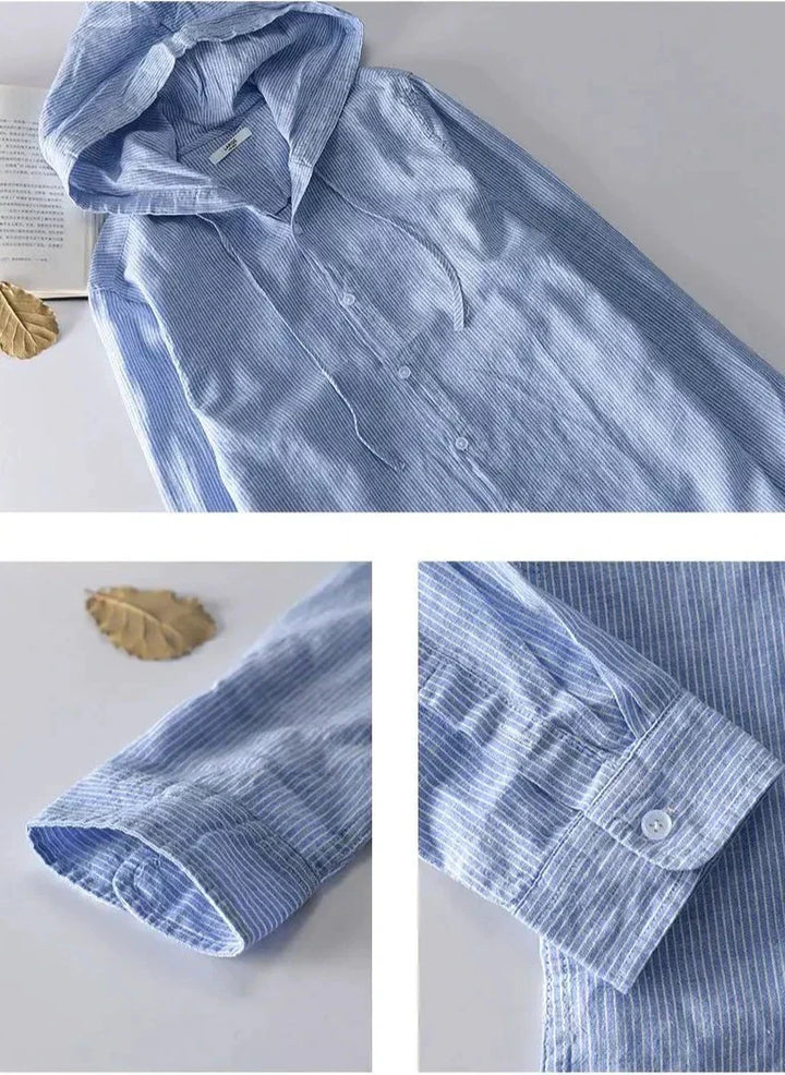 Levoire | Chemise En Lin Décontractée Avec Capuche Légère Et Respirante