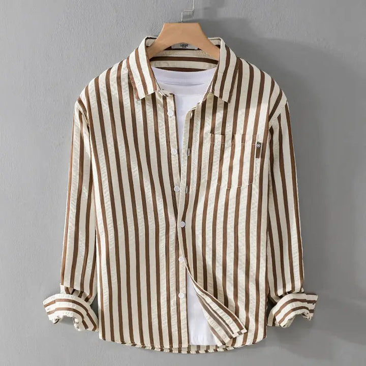 Levoire | Chemise Pour Homme À Rayures Khaki