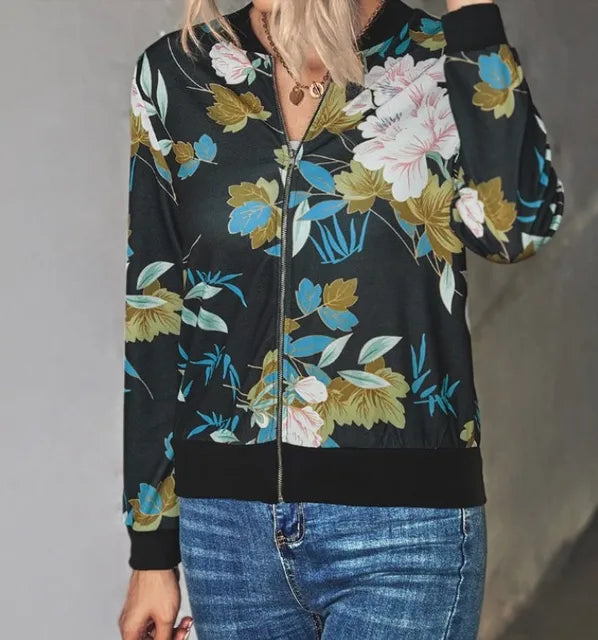 Levoire | Veste Bomber Imprimée Décontractée Noir