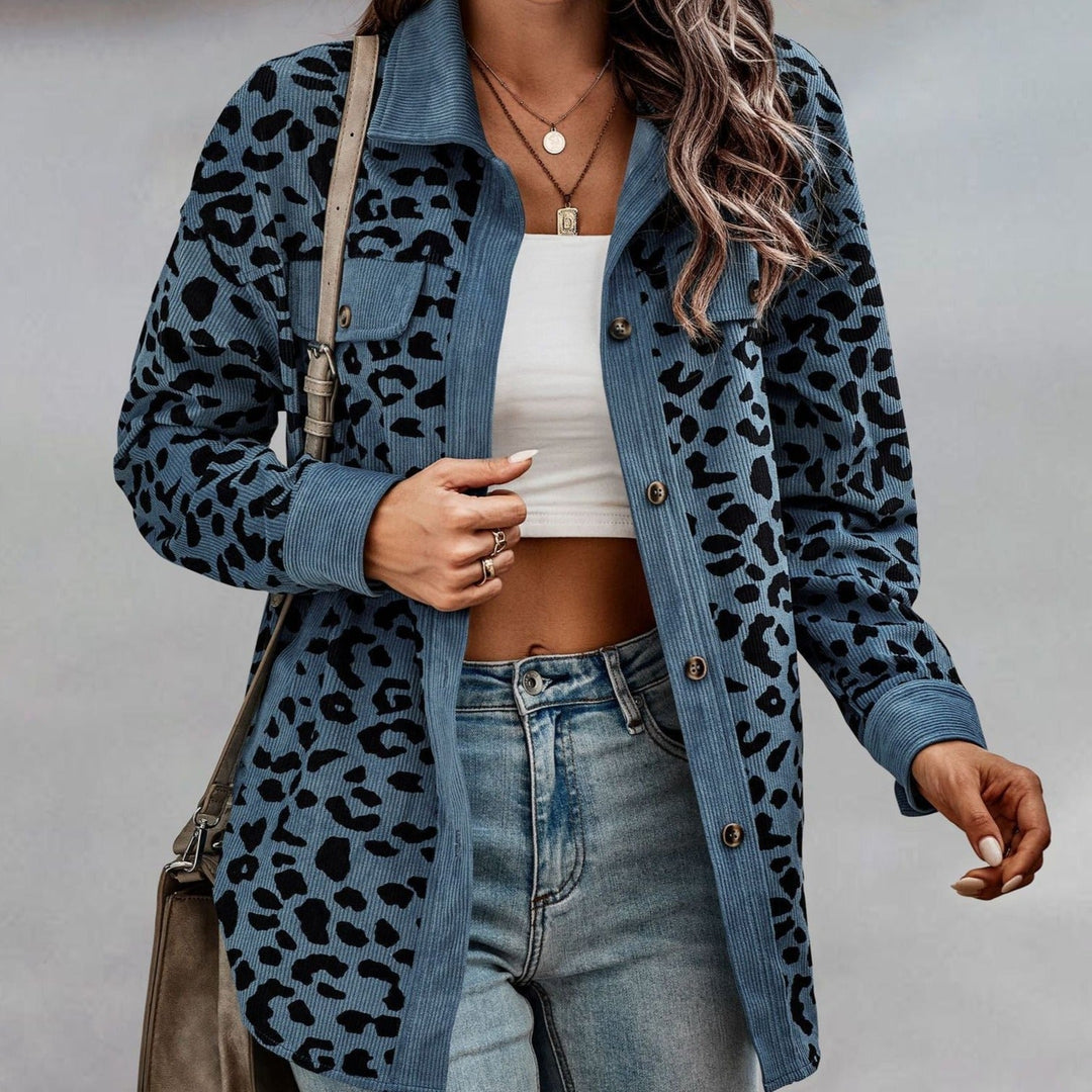 Levoire | Veste Confortable Grande Taille Avec Motif Léopard Bleu