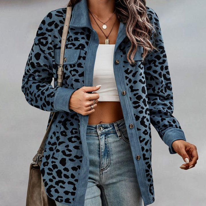 Levoire | Veste Confortable Grande Taille Avec Motif Léopard Bleu