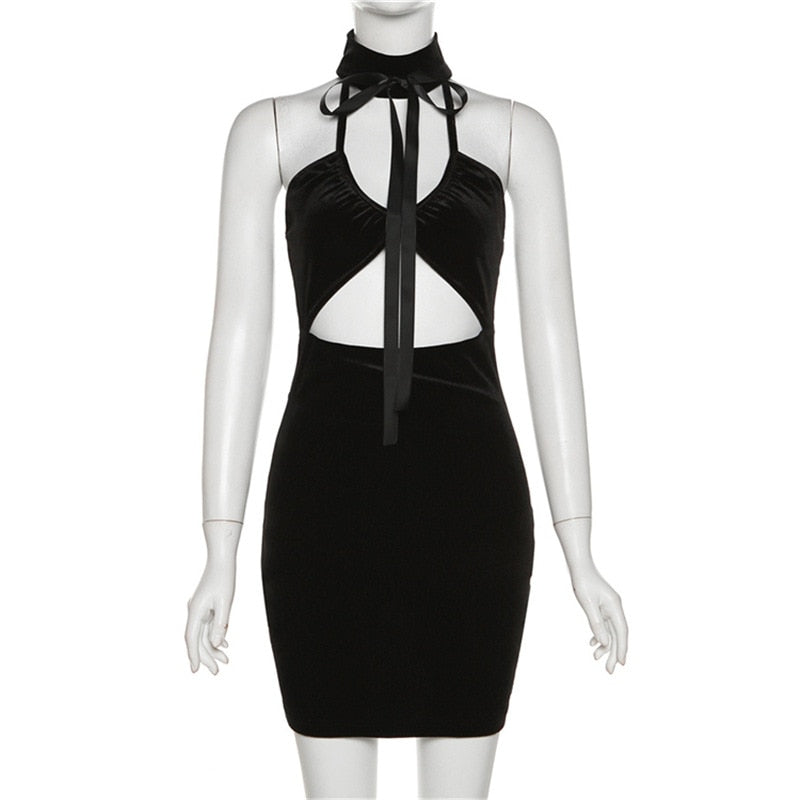Levoire | Choker En Velours Halter Collier Nouer Mini Robe