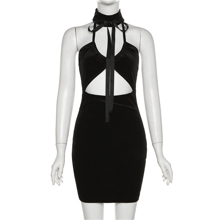 Levoire | Choker En Velours Halter Collier Nouer Mini Robe