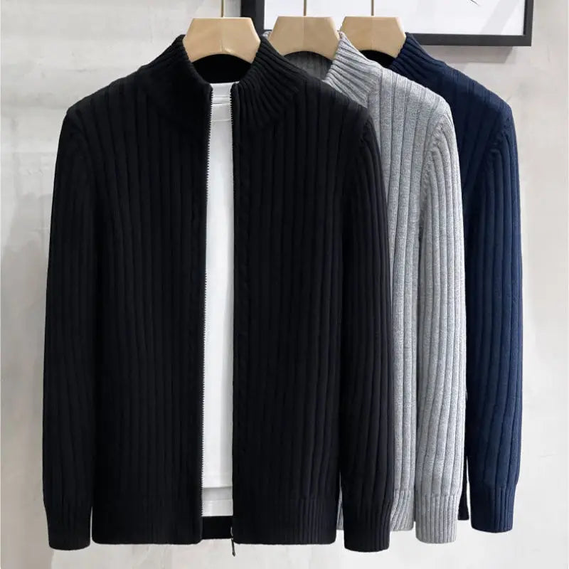Levoire | Gilet En Maille Côtelée Pour Homme Avec Fermeture Éclair Et Col
