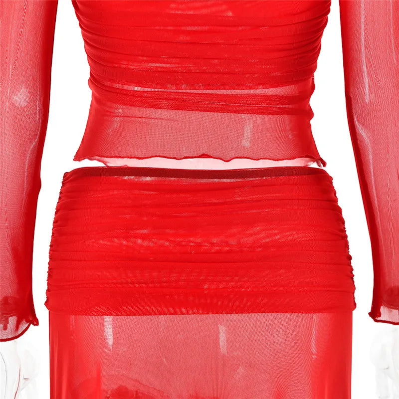 Levoire | Bustier Transparent Sans-Manches Ensemble Crop Et Jupe Longue