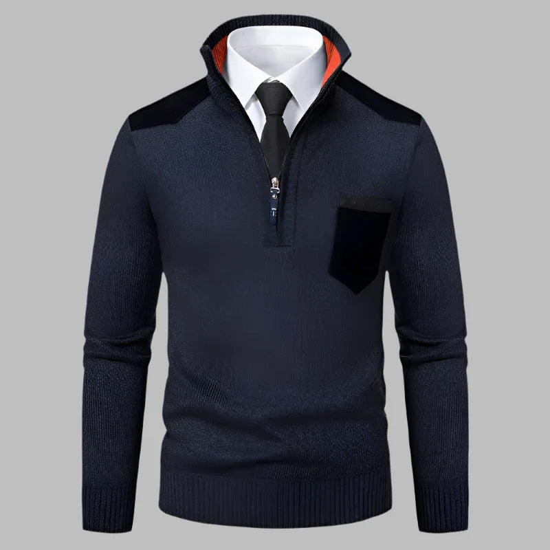 Levoire | Pull Décontracté Avec Fermeture Éclair Pour Un Look Sportif Bleu foncé