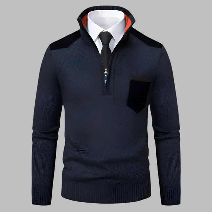 Levoire | Pull Décontracté Avec Fermeture Éclair Pour Un Look Sportif Bleu foncé
