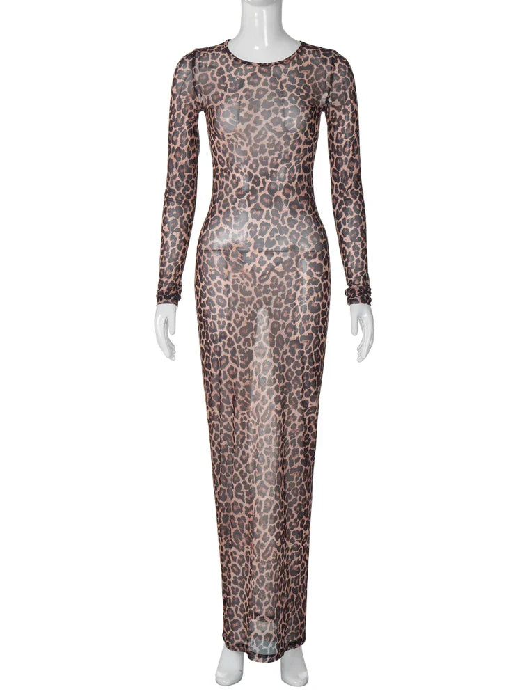 Levoire | Robe De Fête En Mesh Léopard