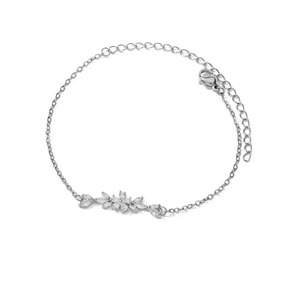 Levoire | Bracelet Fleur En Zircon Doré 19cm B1257P
