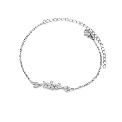Levoire | Bracelet Fleur En Zircon Doré 19cm B1257P