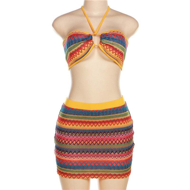 Levoire | Haut Crop Creux & Mini Jupe Deux Ensembles