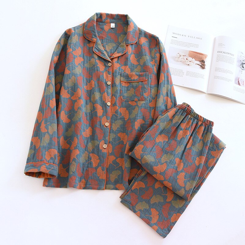 Levoire | Pyjama Complet En Crêpe De Coton Orange