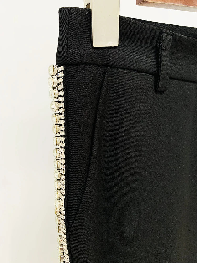 Levoire | Veste De Designer Diamants Cristal Perles Blazer Droite Pantalon