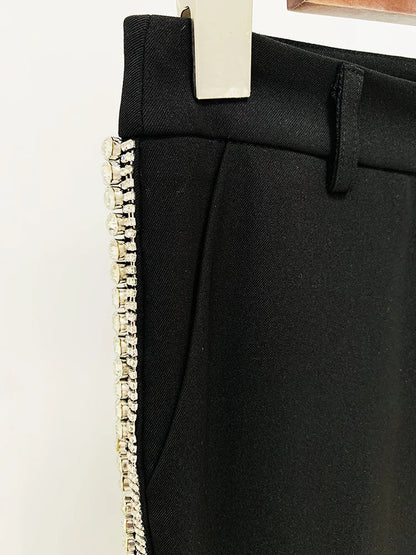 Levoire | Veste De Designer Diamants Cristal Perles Blazer Droite Pantalon