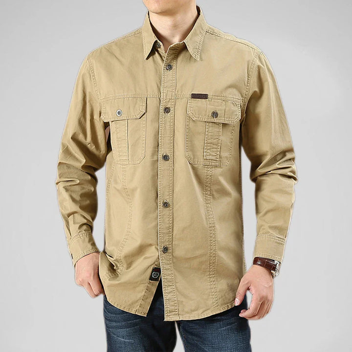Levoire | Chemise Overshirt Décontractée Avec Plusieurs Poches Pour Hommes Khaki