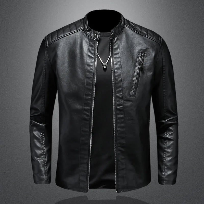 Levoire | Veste En Cuir Courte Élégante Pour Homme Noir