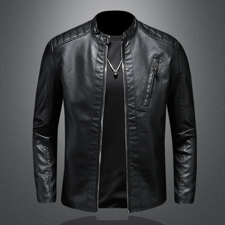 Levoire | Veste En Cuir Courte Élégante Pour Homme Noir
