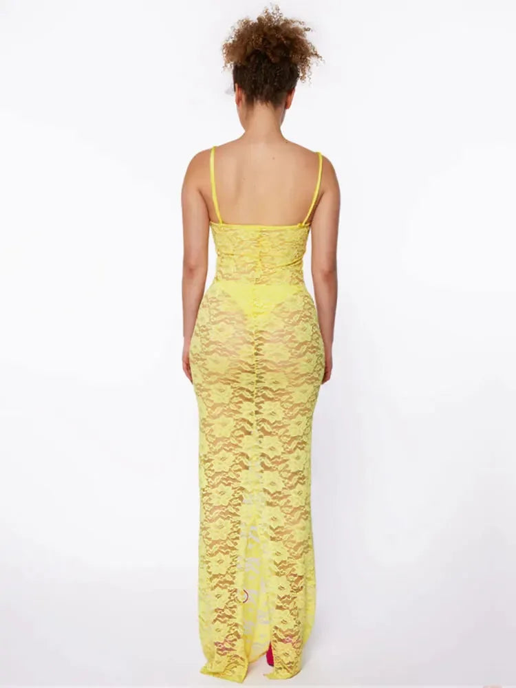 Levoire | Robes Maxi Transparentes Spitz À Épaules Dénudées