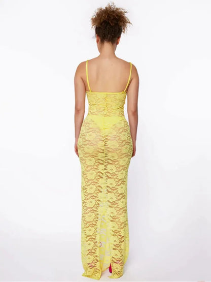 Levoire | Robes Maxi Transparentes Spitz À Épaules Dénudées