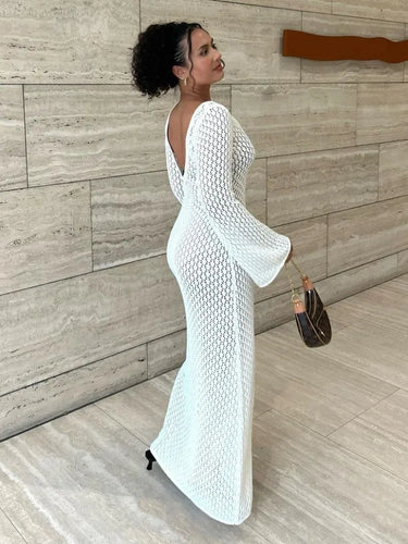 Levoire | Tossy Blanc Tricoté Maxi Robe Femme