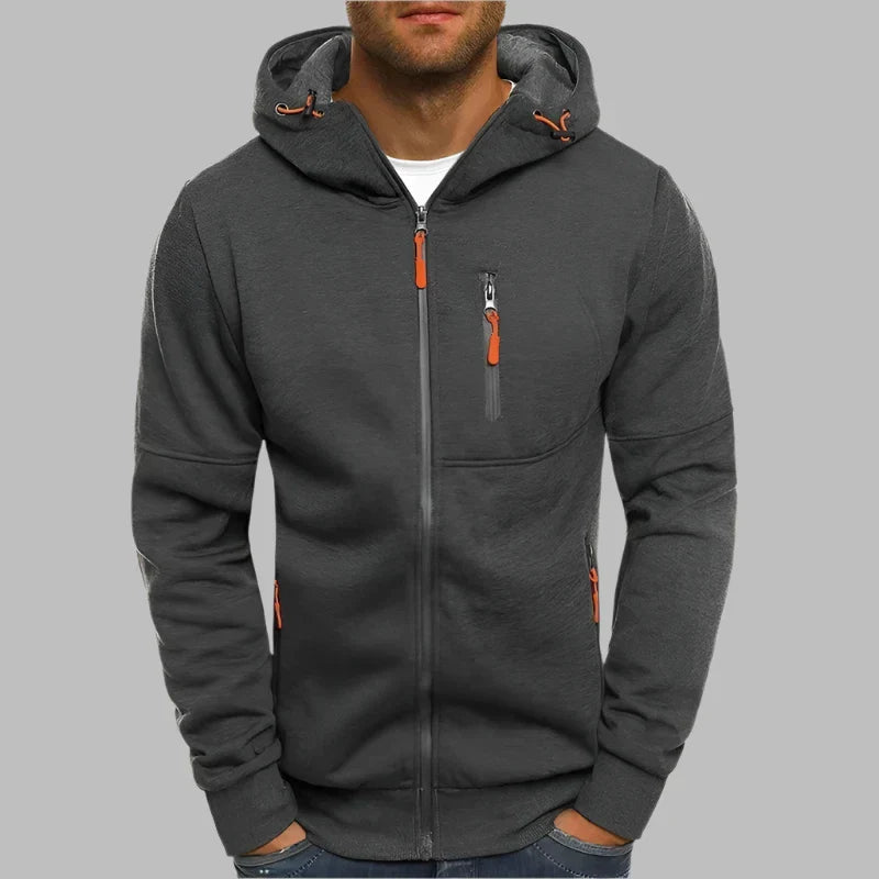 Levoire | Sweat À Capuche Décontracté Pour Hommes Avec Fermeture Éclair Gris foncé