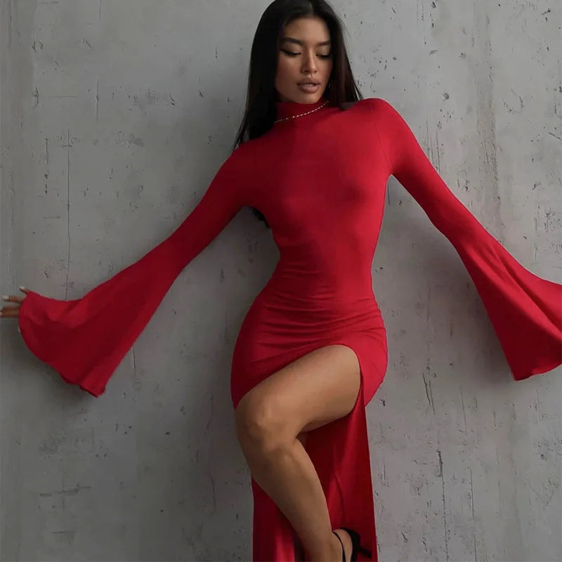 Levoire | Ouvert Dos Sexy Fente Maxi Robe rouge