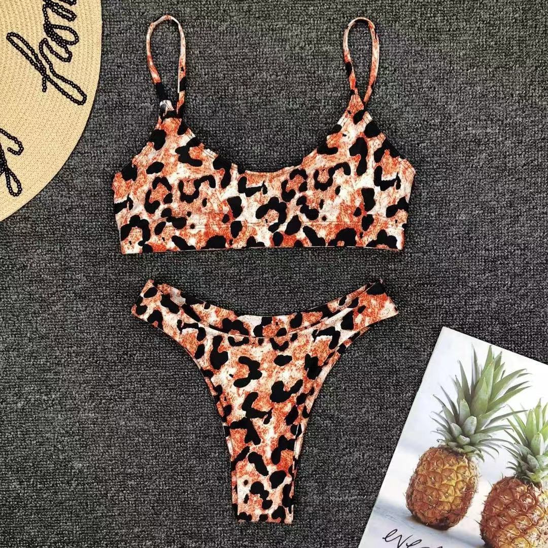 Levoire | Bikini Imprimé Volant - Prépare-Toi À Rugir Sur La Plage Braun Orange - Léopard