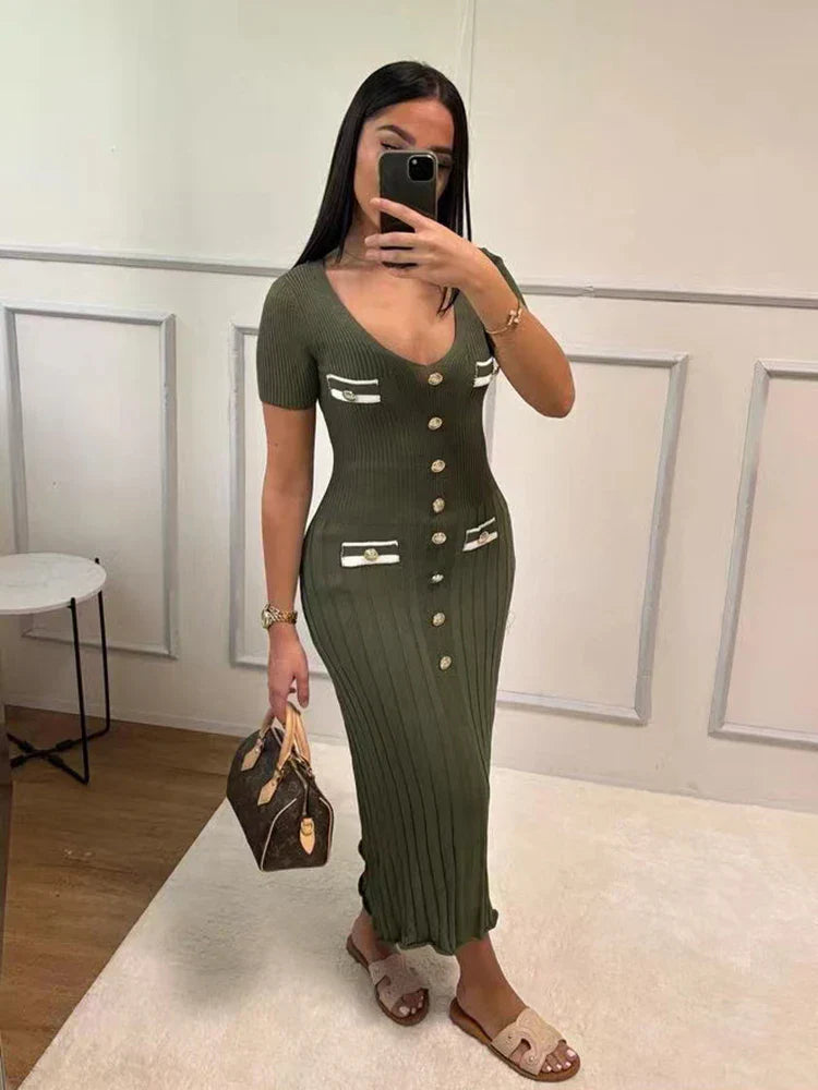 Levoire | Élégante Et Extensible Robe D'Été Pour Toutes Les Occasions Vert