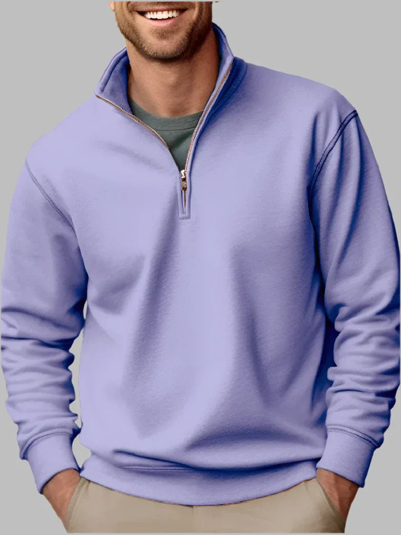 Levoire | Pull Masculin Décontracté Avec Zip Pour Le Temps Libre Lila