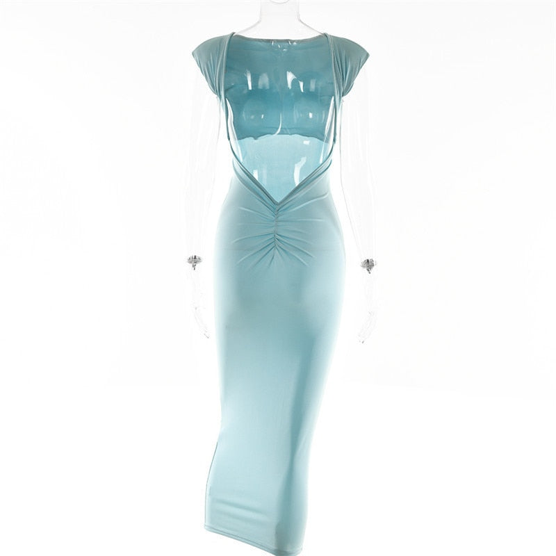 Levoire | Robe Maxi À Col Rond Avec Manches