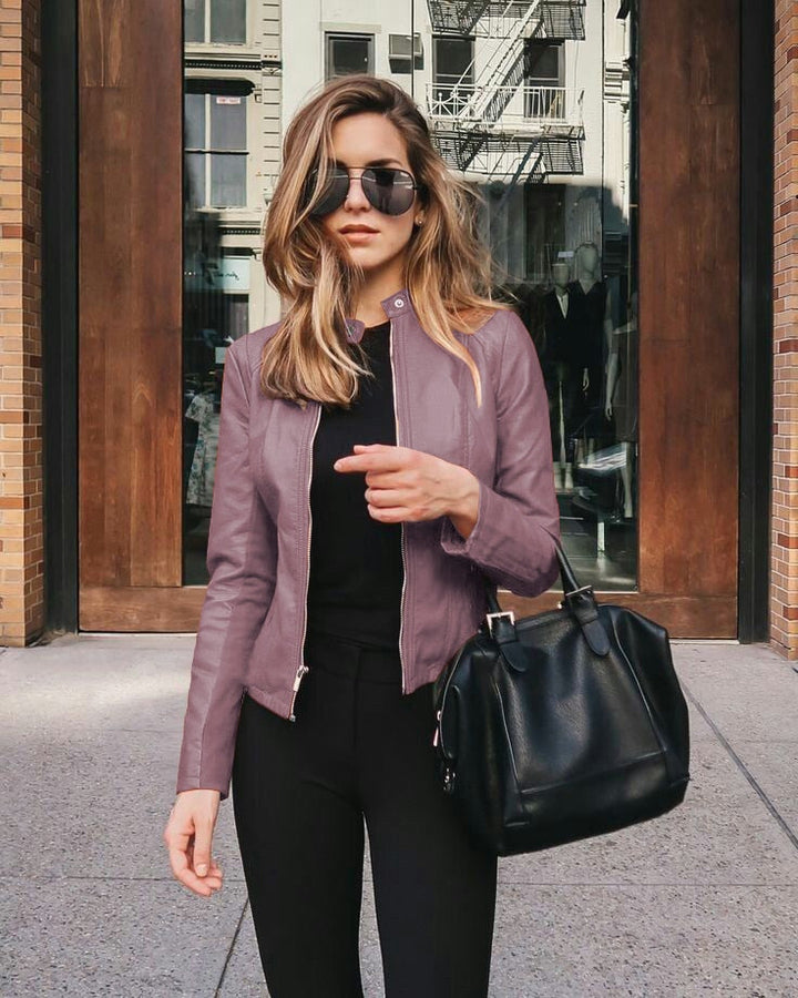 Levoire | Veste En Cuir Slim Fit Pour Femmes Lila