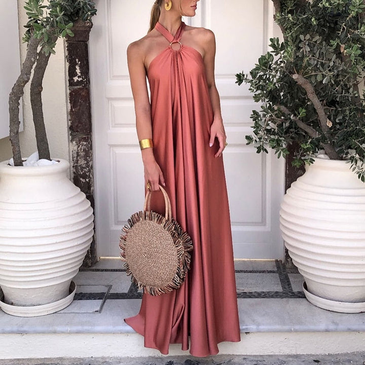 Levoire | Dos Nu | Robes Maxi Lâches À Tube Halter Orange