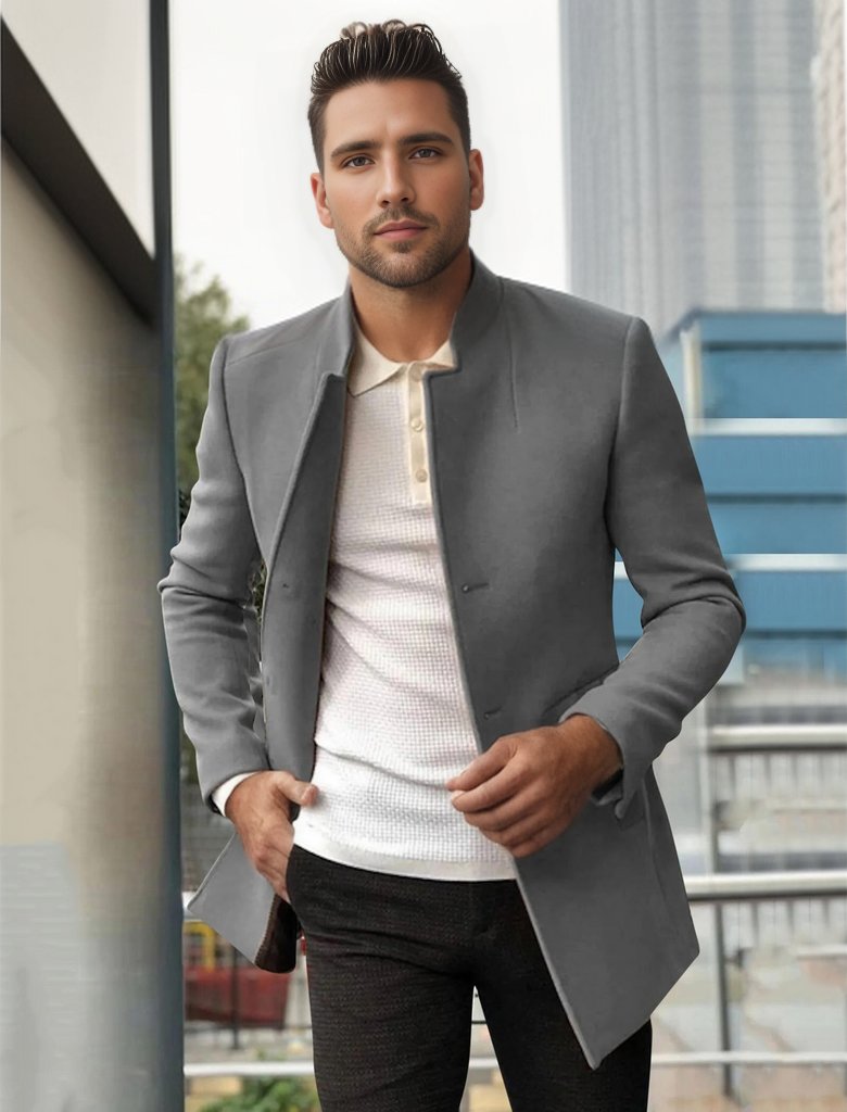 Levoire | Veste Longue Pour Hommes Luxueuse Gris