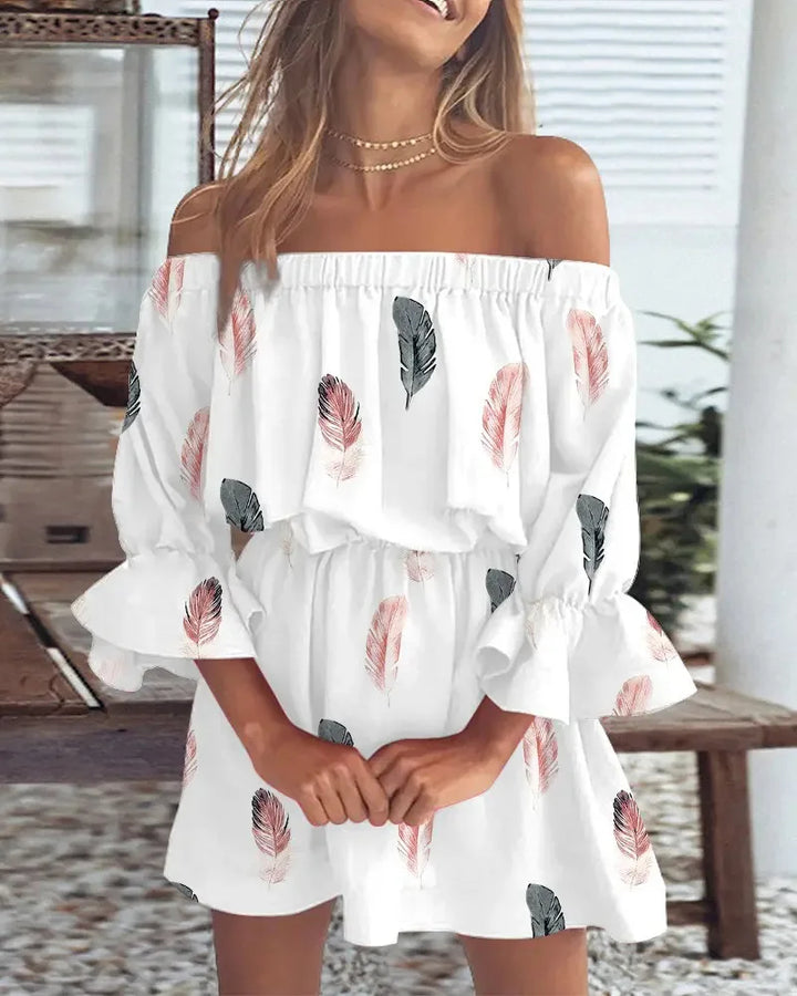 Levoire | Robe Sexy À Épaules Dénudées Imprimée