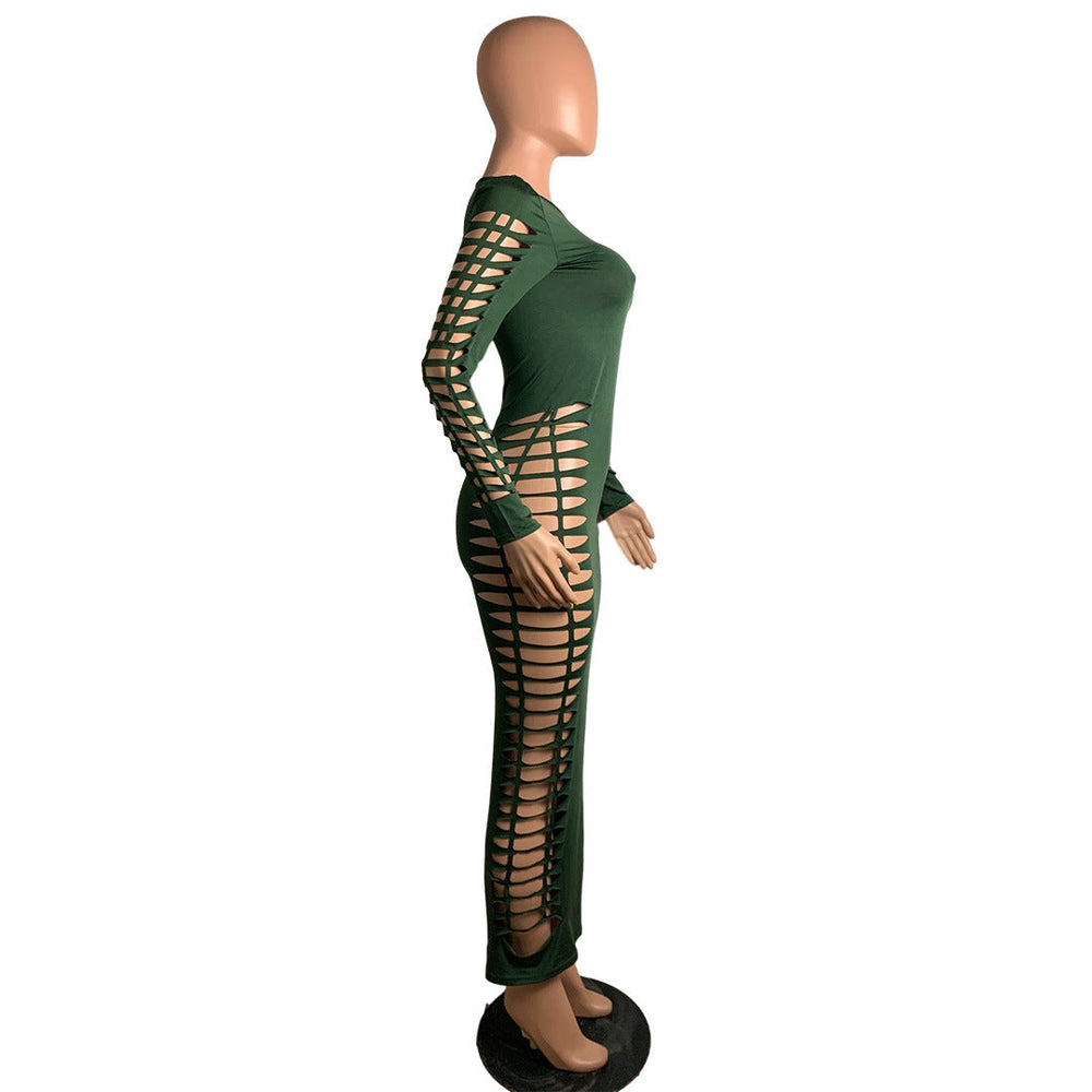 Levoire | Robe Maxi Bodysuit À Manches Longues Avec Longueur Sur Le Côté